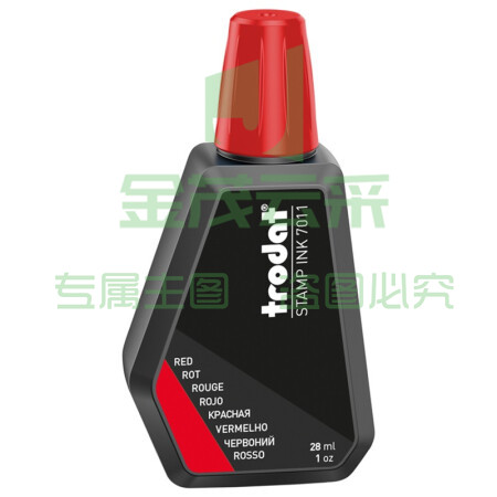 卓达(trodat)7011 回墨印章专用印油水性印油回墨日期印章油墨翻斗章印油发票财务印油 红色1瓶 28ml