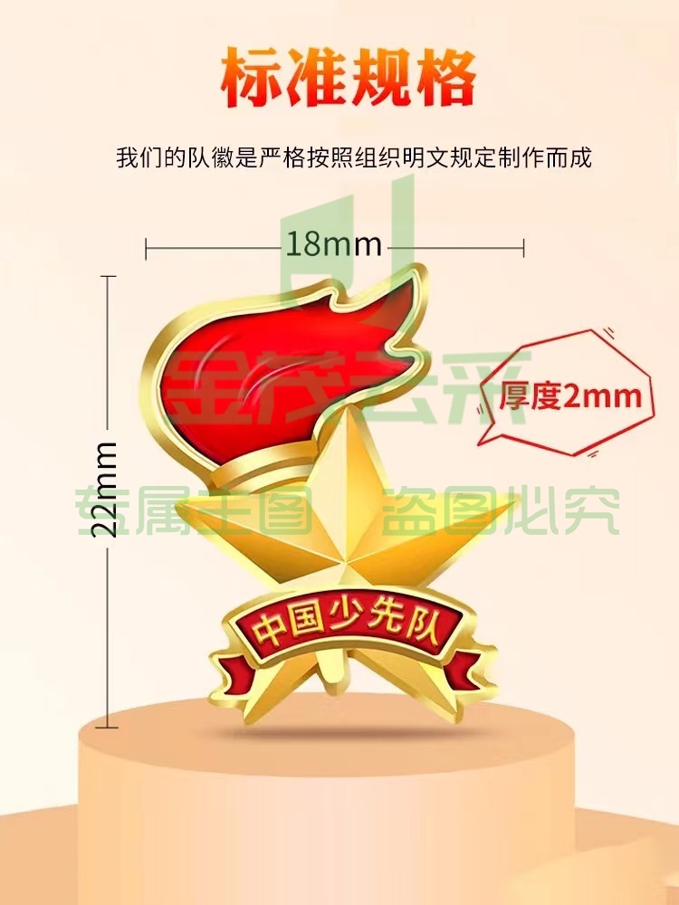 少先队队徽小学生磁铁 队徽少先队员标准型磁扣 别针扣  少先队徽章少先队队徽 10个装 单价