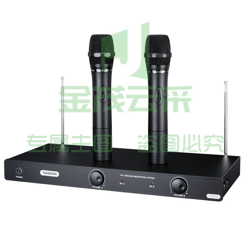 得胜（TAKSTAR）TS-6720无线话筒一拖二 家庭KTV会议舞台演出专用高质无线话筒 黑色