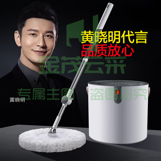 大卫旋转拖把桶升降式洗脱合一单桶免手洗N11Plus 1杆2头