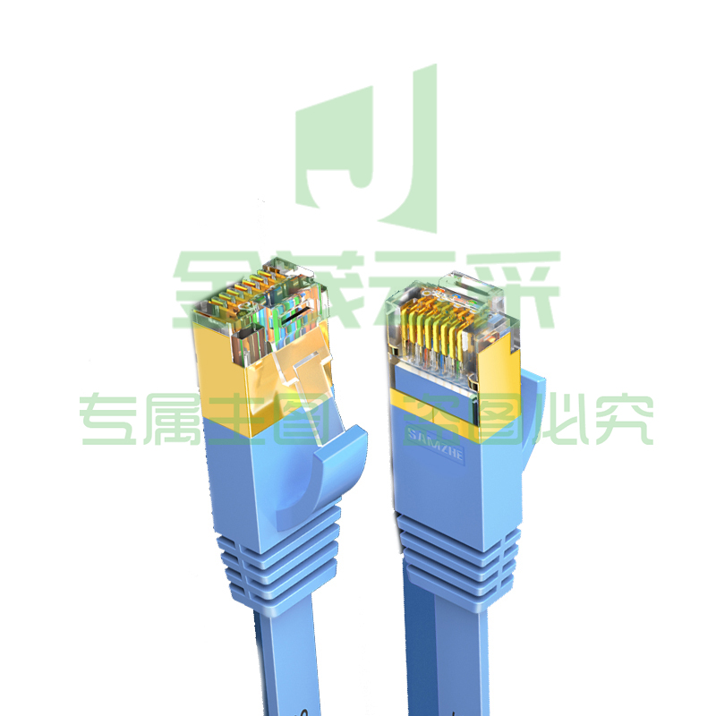 山泽（SAMZHE）CAT-710B七类扁平网线蓝色（镀金头）10米 pcyg-2022021823531
