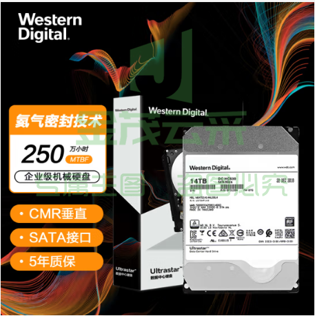 西部数据(Western Digital) WUH721414ALE6L4 14TB 企业级硬盘 HC530 SATA6GB/S 7200转512M 氦气密封