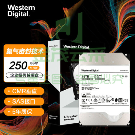 西部数据WUH721816AL5204 企业级氦气硬盘 Ultrastar HC550 SAS 16TB 7200转 512MB CMR
