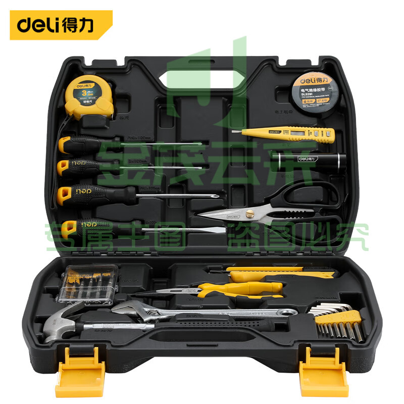 得力(deli)DL5963 家用多功能五金工具箱手动工具套装电工工具箱家用应急包27件 pcyg-2021043010658