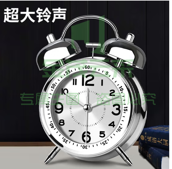 瑜品佳闹钟卧室床头低音学生专用起床神器超大铃声贪睡打铃钟儿童男女孩 升级充电【冰川银+夜光+usb线】