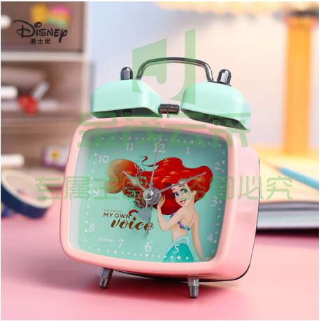 迪士尼（Disney）闹钟 小学生学习床头钟夜光双铃大音量卡通男女生儿童小闹钟 公主系列DM24983P