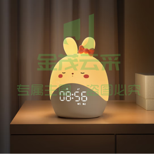 鹏创兔子闹钟儿童女孩可爱智能电子夜灯多功能男孩小学生专用起床神器