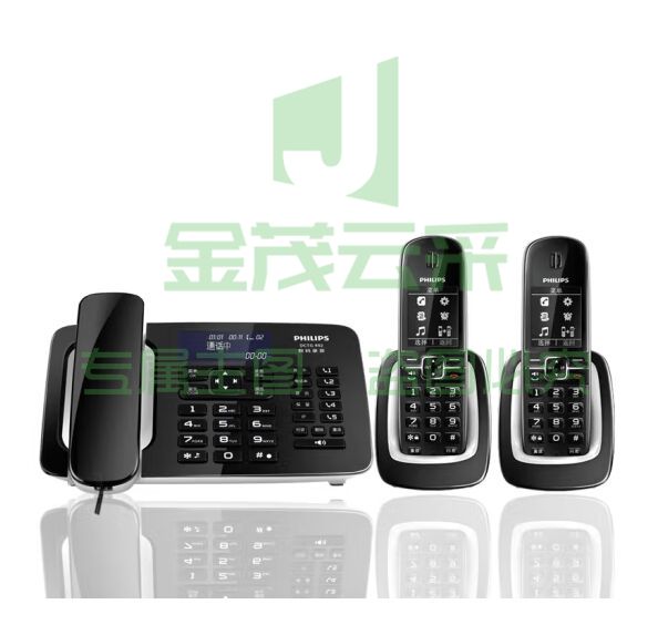 飞利浦（PHILIPS）自动录音电话机 子母机 无线座机办公家用中文菜单可录音1000小时 DCTG492+ 一拖二 黑色  pcyg-230518121148