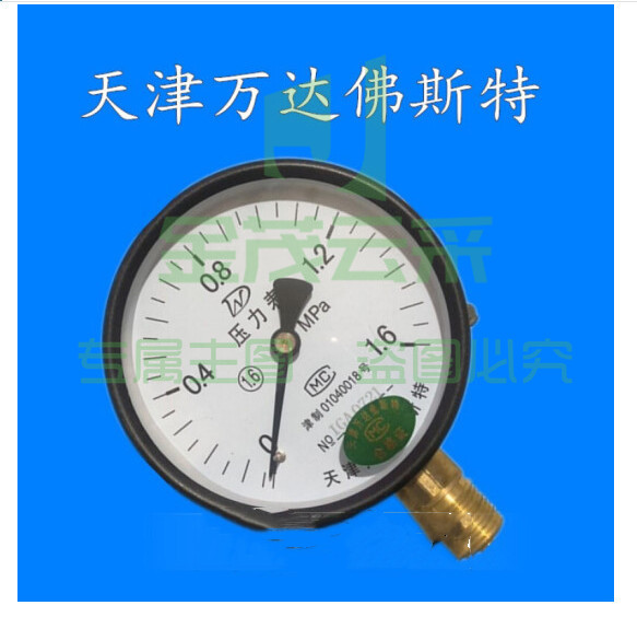 天津万达佛斯特Y-压力表 真空表 气压 水压 锅炉压力表 (燃气) 全规格YE-100X0.6（可当天配送发货）