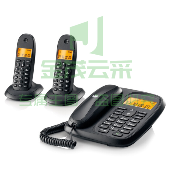 摩托罗拉 (Motorola) CL102C 数字无绳电话机 子母机 一拖二固定无线座机(黑色) （可当天配送发货）