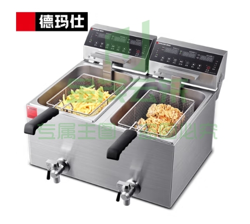 德玛仕 DEMASHI L-102P 电炸炉 电炸锅 商用 双缸 油炸锅 家用炸鸡薯条油条电油炸炉 304不锈钢油缸 