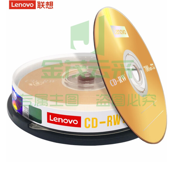 联想(Lenovo)CD-RW空白光盘/刻录盘 4-12速700MB 台产档案系列 桶装10片 可擦写 可重复刻录