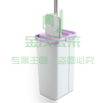 妙洁 刮刮桶刷刷乐 免手洗干湿两用平板拖把洗脱合一懒人拖布 共2块替换布