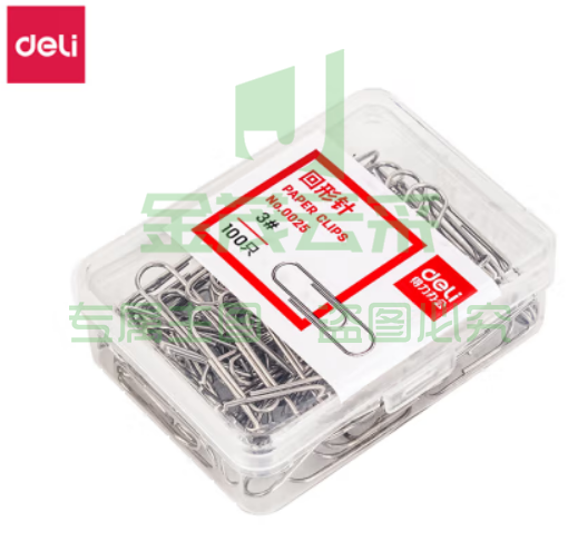得力(deli)0025 3#金属回形针 银色回形针 100枚/盒 10盒装