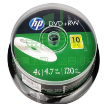 惠普HP 4速 DVDRW 可擦写空白光盘 4.7g 可重复使用dvd刻录盘 空白碟片 10片装
