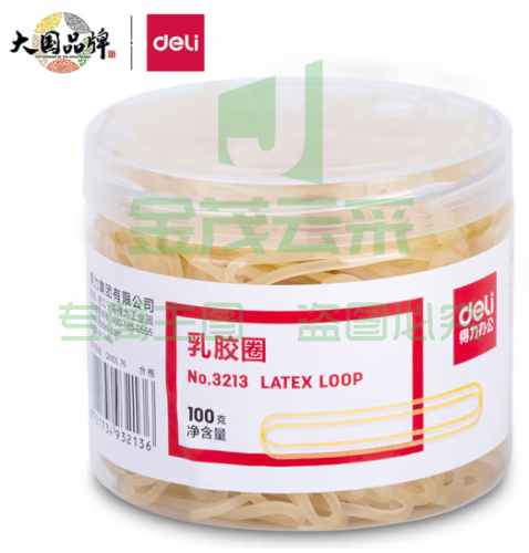 橡皮筋 得力（deli）橡皮筋 乳胶圈3213 黄色100g 1盒装