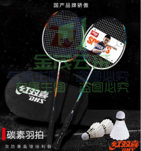 羽毛球拍 红双喜羽毛球拍EG系列 2支EG710碳素合金羽拍1副