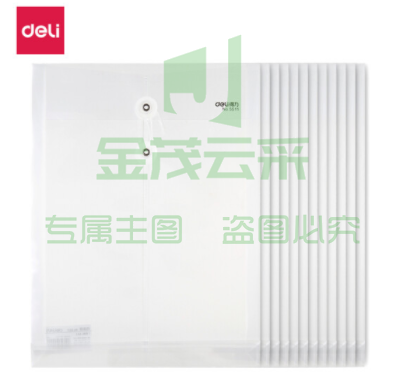 透明文件袋得力(deli)12只/包A4袋资料袋绕绳档案袋 绑带式票据试卷收纳袋 学科分类5511