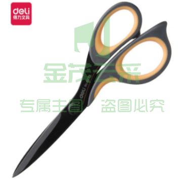 得力(deli)175mm中号不锈钢剪刀 家用办公美工剪子 黑色6027