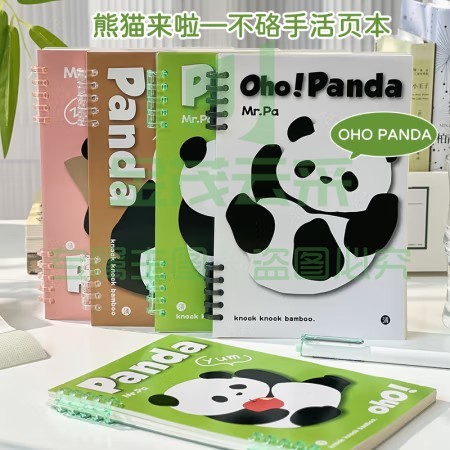 三年二班 BH01-117 可爱熊猫限定活页笔记本 B5呼呼大睡(单位 本)