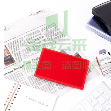 得力(deli)137*88mm红色9864透明外壳方形快干印台印泥 办公用品