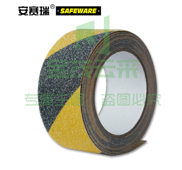 安赛瑞 警示防滑胶带 虎纹防滑贴 黄黑警示防滑贴 胶带卷 25cm×5m 14212-5M