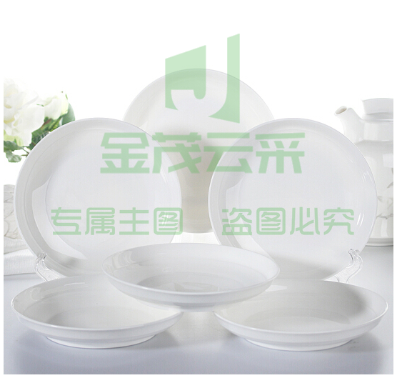 陶瓷汤盘(8英寸)纯白深饭盘6只装