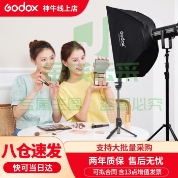 神牛(Godox) 直播补光灯SL150W三代LED摄影灯网红主播美颜灯录制拍照影棚常亮灯儿童拍照灯 SL150W三代单灯+四角柔光箱【定向补光】 常亮补光灯