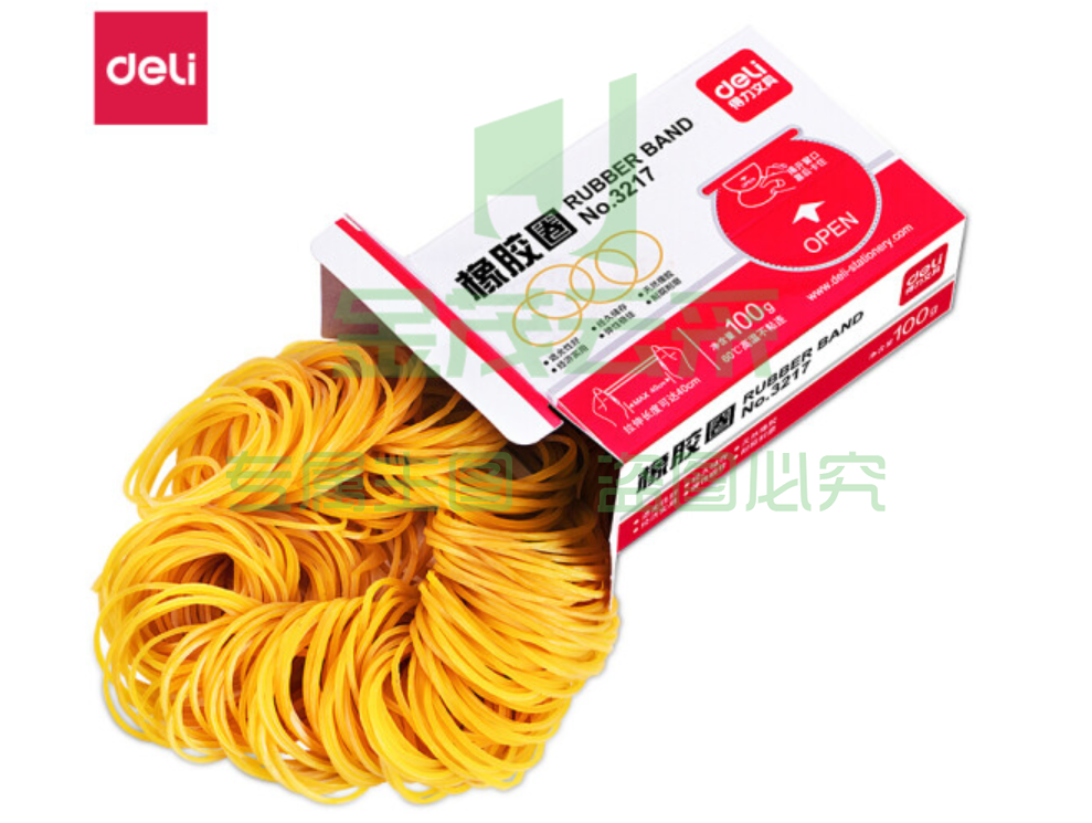 得力3217橡胶圈(黄)(100g/盒)