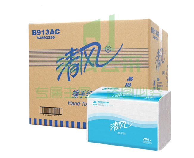 清风 B913AC 擦手纸 抽纸 200抽 纸巾 20包 单位箱