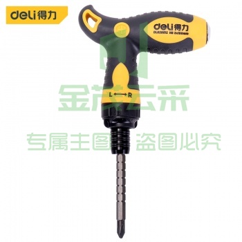 得力工具型号DL626012棘轮伸缩两用螺丝批三向调节带磁性螺丝批T型伸缩棘轮伸缩两用螺丝刀批十字一字起子改锥T型棘轮伸缩两用螺丝批 6/PH2x160