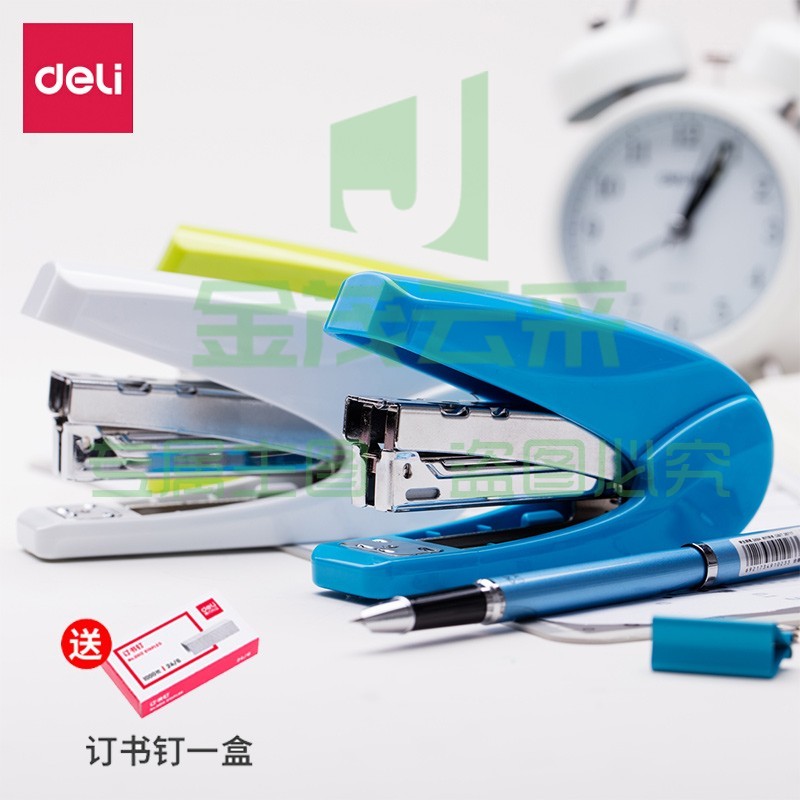 得力(deli)0429省力订书机可装订20张 12#订书钉 学生办公用订书机 办公用品 蓝色订书机