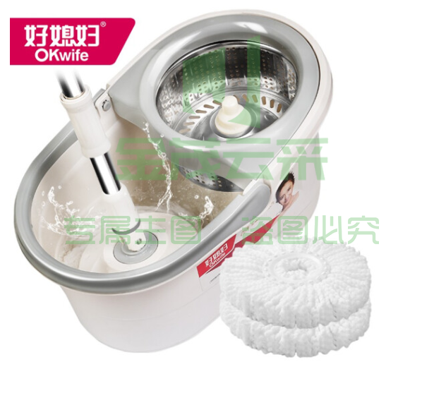 好媳妇 AGW-7400A-1旋风旋转拖把（钢网）免手洗双驱动吸水托布地拖桶 干湿两用懒人木地板墩布拖地神器 共2替换头