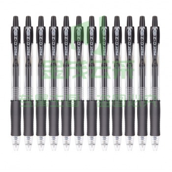 百乐（PILOT）BL-G2-38按动中性笔子弹头啫喱笔签字笔 黑色 0.38mm 12支装
