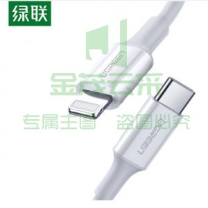 绿联 UGREEN US171 Type-C转lightning转换线 苹果PD快充数据线 MFi认证Type-C通用iPhone手机 0.25米/白色