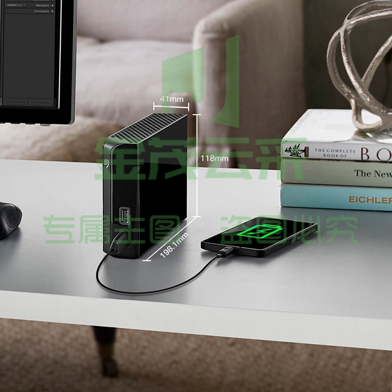 希捷(Seagate) 8T USB3.0(USB Hub 扩展接口) 桌面硬盘 睿品 3.5英寸 大容量 高速传输 自动备份 黑