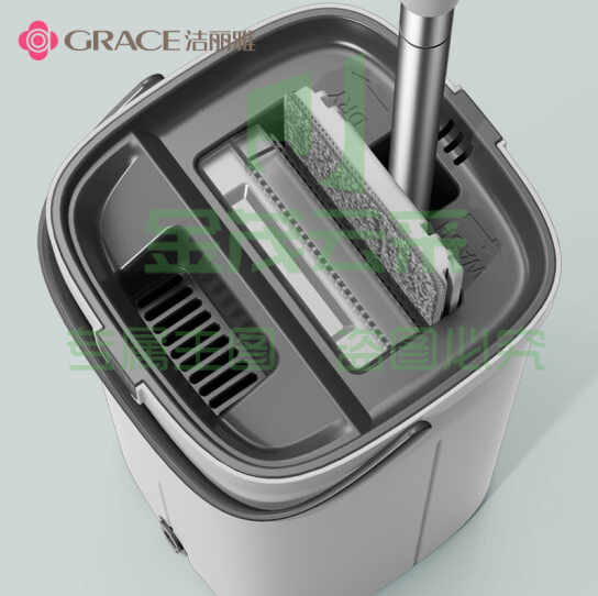 洁丽雅（Grace）免手洗平板拖把 刮刮桶 共2块拖布
