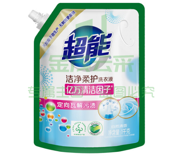 超能 洁净柔护洗衣液 鲜艳亮丽1kg袋装