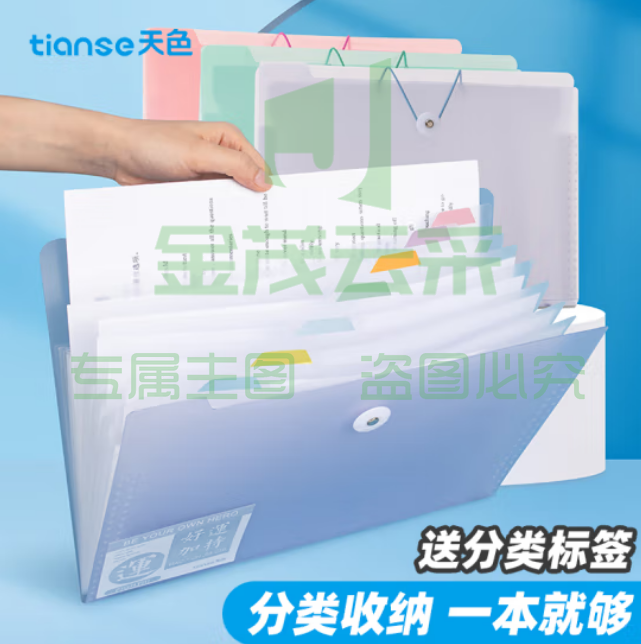 天色（TIANSE）试卷收纳袋8格风琴包A4多层文件夹 风琴文件夹资料册学生试卷夹 TS-1831 颜色随机（个）