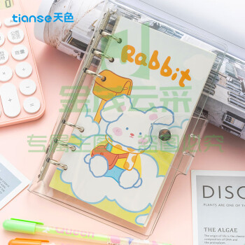 天色（TIANSE）A6手账本活页本迷你口袋本 TS-4157 白云兔
