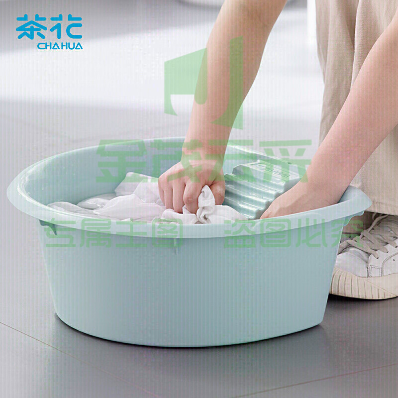茶花 脸盆洗脸盆塑料盆子加厚搓衣板盆洗衣服盆带搓板大号搓衣盆 03351K