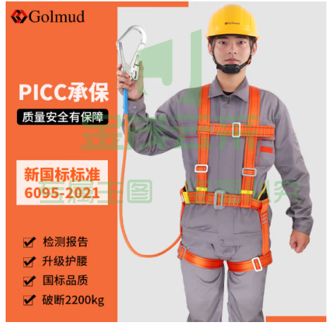 哥尔姆 安全带 安全绳高空作业绳 高空作业安全带 电工保险带 全身式五点式 TE单大钩5米