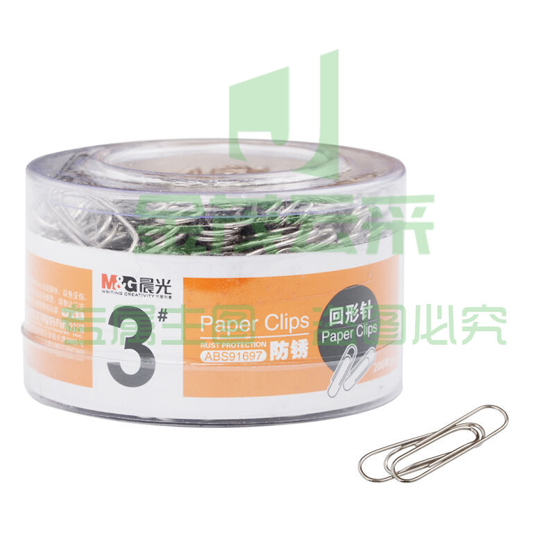 晨光（M&G） 晨光文具 彩色回形针/工字钉/大头针/图钉/磁力/桌面小五金办公套装 筒装 3号金属回形针91697 1盒