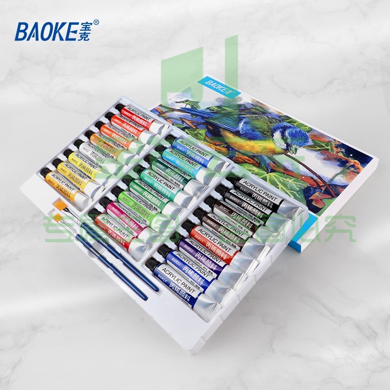 宝克（BAOKE） 丙烯颜料 初学者染料diy手彩绘鞋子衣服防水儿童学生美术涂鸦绘画不掉色文具 24色套装 WP801#24
