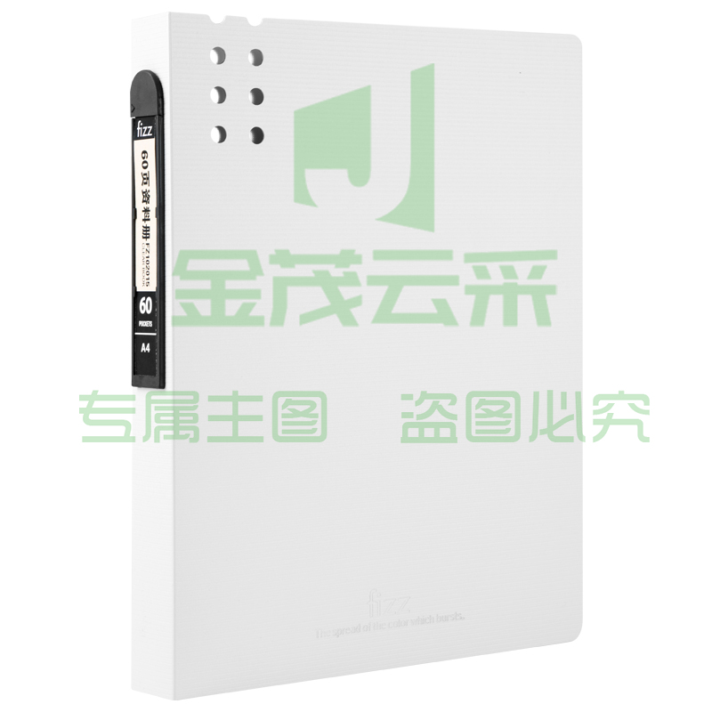 飞兹（fizz）60页A4磨砂资料册/立体背条文件册/插袋文件夹 白色FZ102015