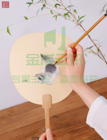 宣纸团扇空白加厚古风 半生熟扇面国画绘画  diy手绘儿童作品 宣纸团扇1把