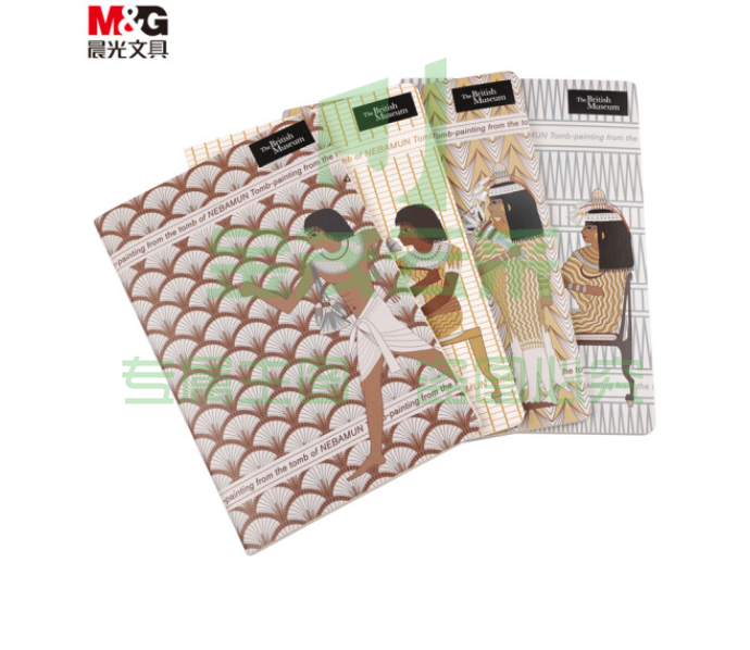 晨光(M&amp;amp;G)文具A5/40页缝线本 记事本笔记本子 大英博物馆内巴蒙壁画系列软抄本 学生日记本 4本装APYFJ45J