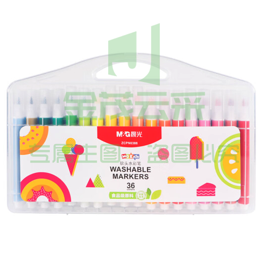 晨光(M&amp;G)文具三角杆彩色水笔MG KIDS食品级软头学生水彩笔套装36色儿童绘画笔可水洗 36支/盒 ZCPN0386/