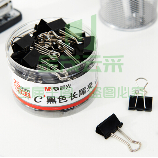 晨光 (M&amp;G) Eplus黑色长尾夹25mm(筒装)ABS92735