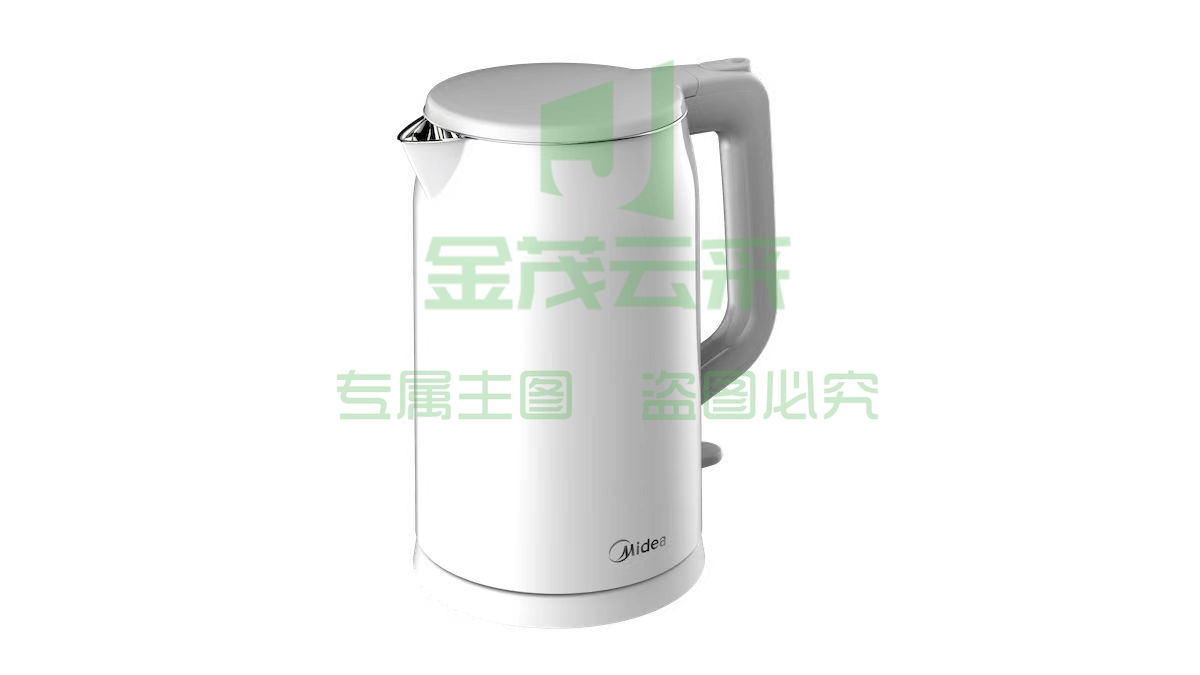 美的MK-AEK1769  电热水壶  1.7L大容量  家用烧水壶  双层防烫  304不锈钢水壶【白色】